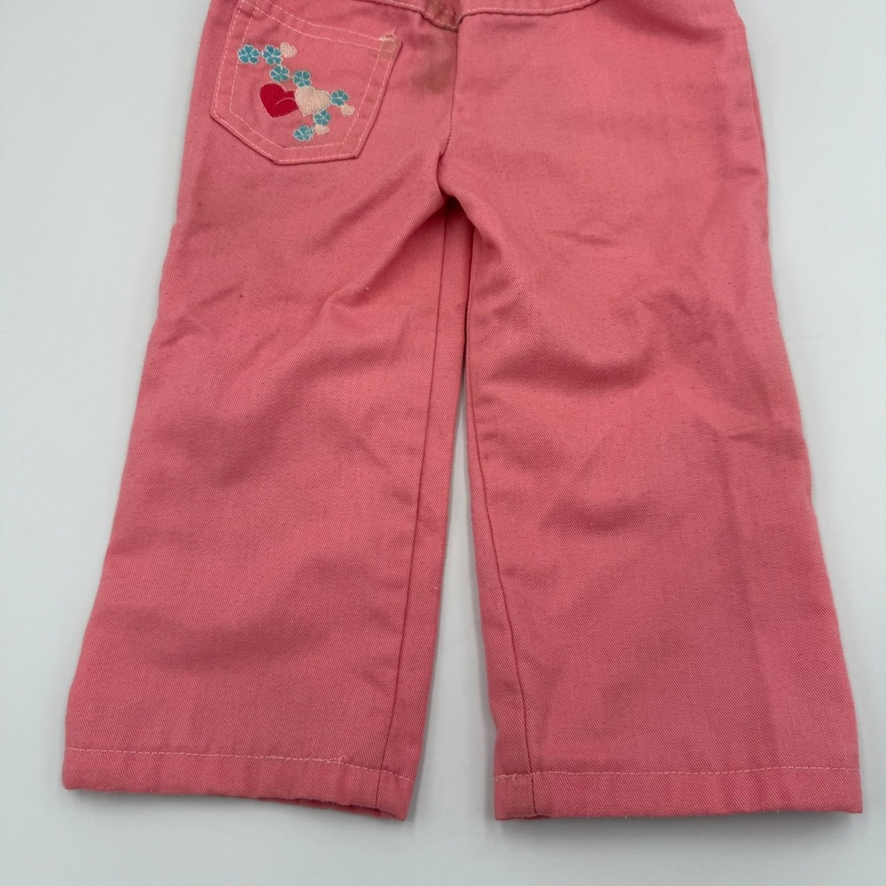 VTG 70-80s Garanimals Pink Kids 4-5T Pants Embroidered Hearts & Flowers, STAINED - Picture 12 of 14